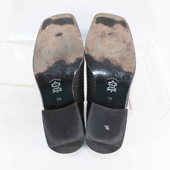 Luc Berjen Sz 39 Charcoal Black Elastic Bambou 1.5" Ankle Booties - Picture 7 of 11